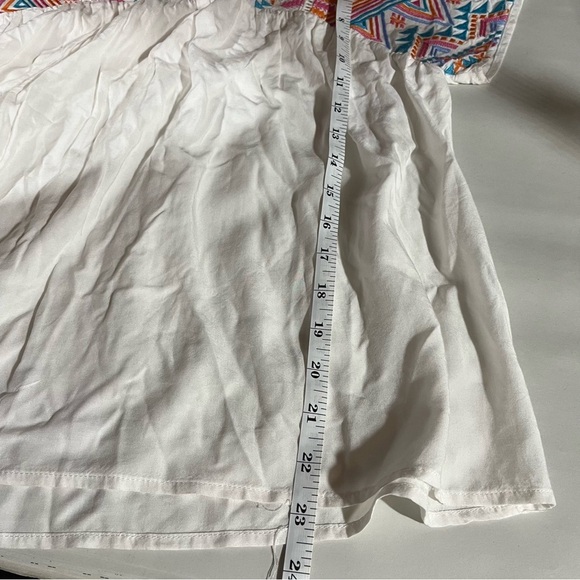SAVANNA JANE ~ White Peasant Style Rayon Top with Colorful Embroidery - Picture 7 of 7